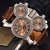 Import Oulm 1167 Creative Mens Watches Top Brand Luxury Military Quartz Watch Unique 3 Small Dials Leather Strap Male Wristwatch from China