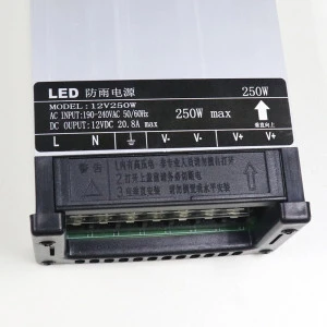 Outdoor rainproof LED lighting power supply AC DC 12V 20.8A 250W