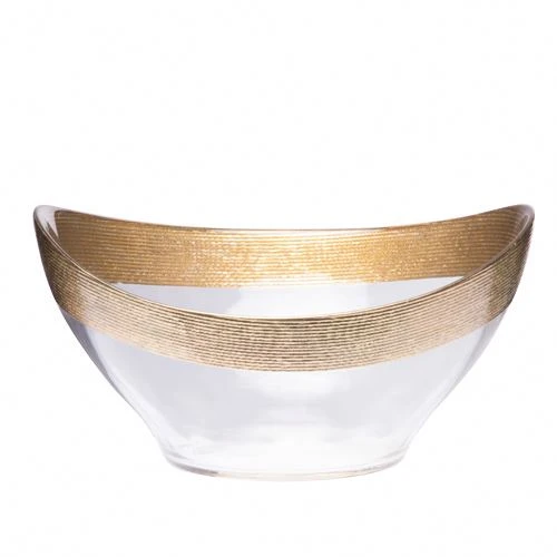 Oval Shape Glass bowl with gold rim