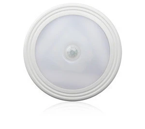PIR Motion Sensor Round LED Cabinet light Energy Saving Wall Lamp Lighting LED Night Light with 3A Battery