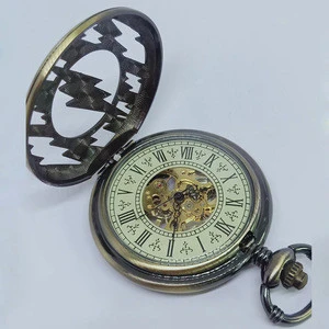 PM7053 2020 new products men vintage bronze color skeleton mechanical pocket watch