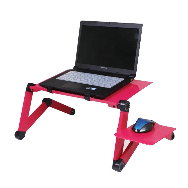 Portable Adjustable folding Arm Aluminum Laptop Desk With Cooling Fan and Mouse Pad Stand Table for bed sofa