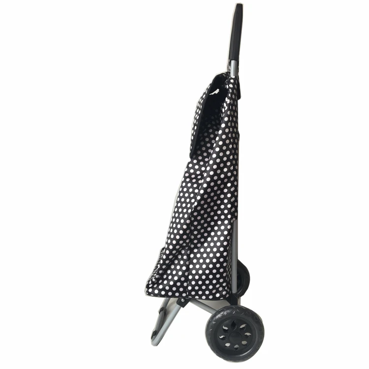 Portable small metal folding shopping trolley cart with bag