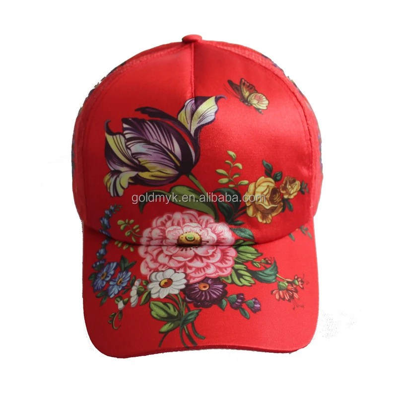 printing flower pattern 6 panel customized cheap baseball cap
