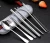 Import Promo hot sale stainless steel tableware set with spoon fork chopsticks straw brush stainless steel tableware from China