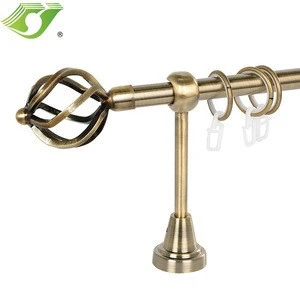 Ready Made Metal Adjustable Double Curtain Rod Set Length 1.1-2.1M Cheap Price Curtain Pipe Classic Finials Customized