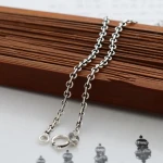 Real Solid 925 Sterling Silver Jewelry Vintage Italian Round Rolo Lobster Clasp Cable Link Necklaces Fashion Chain Necklaces 16