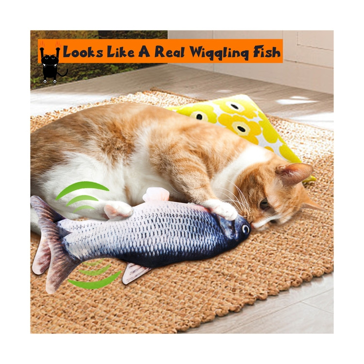 Buy Realistic Flopping Fish Simulation Wiggle Fish Catnip Toys Electric ...