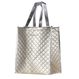 Recycled Cheap Custom gold metallic pp non woven luxury waterproof shopping PP woven bags manufacturers