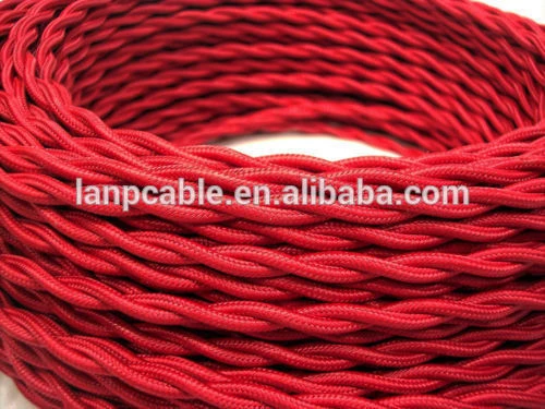 Red Cloth Covered Twisted Electrical Wire Lamp Cord