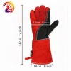 Red Cow Split Working Gloves Double Palm Heat Resistant Welding Safety Gloves with fire lane