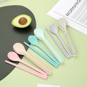 Reusable Plastic Cutlery Stainless Steel Office Utensil and Portable Metal Travel Cutlery Set with Case