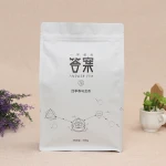 Reusable stand up box pouch recycle white flat bottom coffee bag with valve