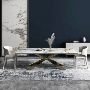 Rock dining table modern minimalist household table rectangular marble dining table