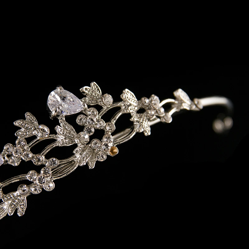ROMANTIC  Wholesale luxury princess hair accessories wedding pageant cubic zircon flower tiara crowns
