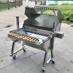 Rotating BBQ Skewer All Stainless Steel Lamb Rotisseries BBQ Grill Spit Roaster