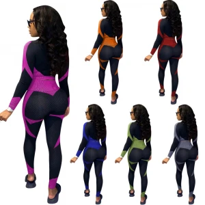 S to 4XL contrast colors printing women workout fitness two piece yoga wear