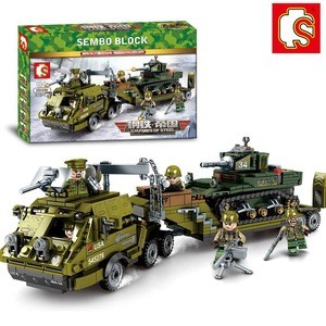 Sembo plastic Army Heavy Trailer Extra Light Tank 2 in 1 Military diy educational legoes Building Blocks Toys models