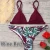 Import Sexy Swimwear Women Bikini Set Print Leaves Push-Up Padded Swimsuit Low Waist Bathing Beachwear from China