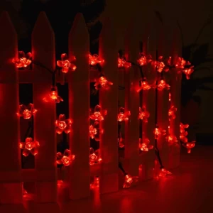 SHENPU String Holiday Lights 100 Led Cherry Blossom Solar Outdoor Christmas Lights