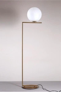 Simig factory high plated brass modern led glass ball LED floor lamp for living room hotel project decoration