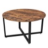 Simple Construction Industrial Design Iron Frame Wood Top Vintage Classic Coffee Table