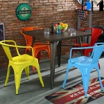 simple design metal dining chair , stackable metal table and kids chair