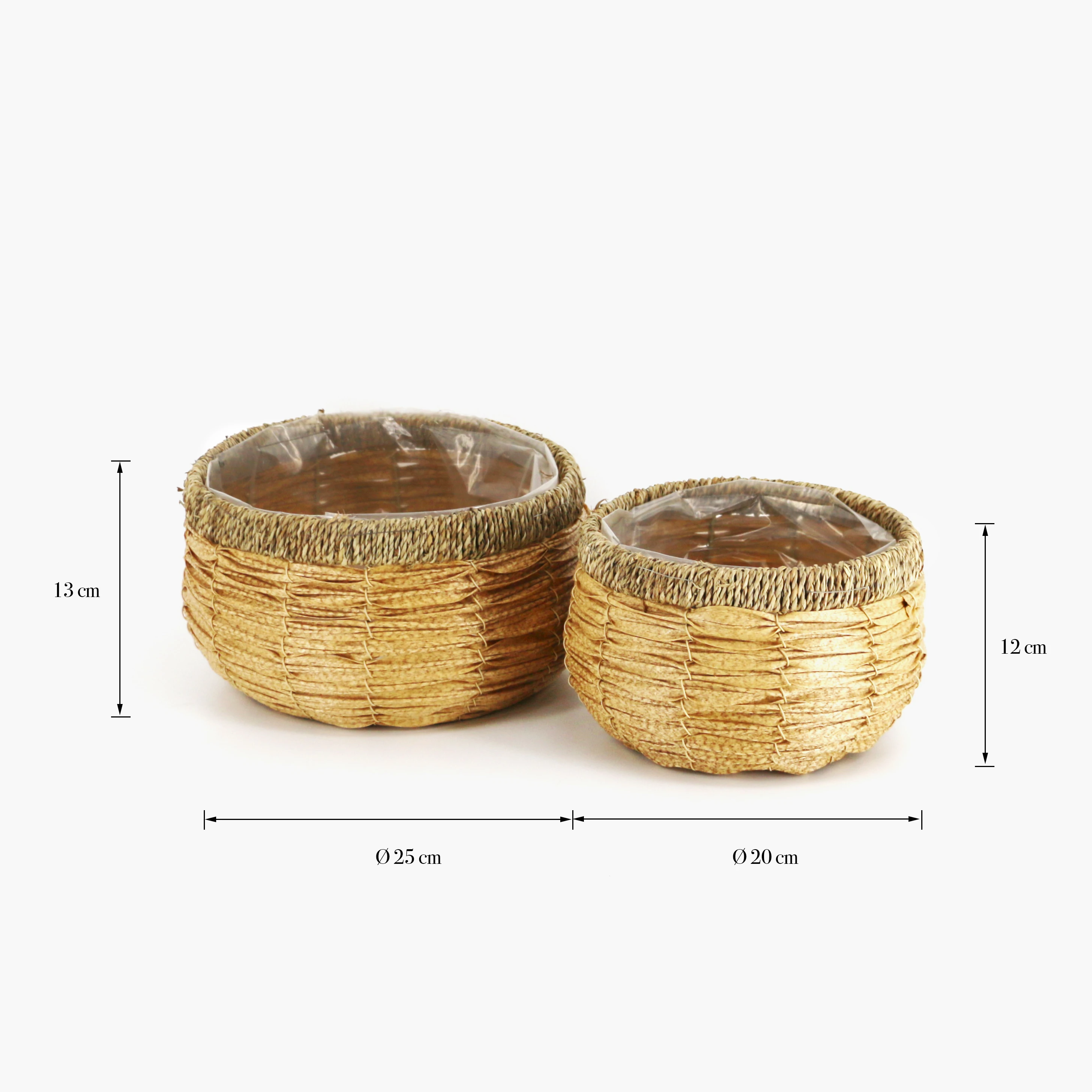 Small Woven Basket 2 Pack Plant Pot Cover Basket Plant Holder Home Decoration Gift Handmade Craft