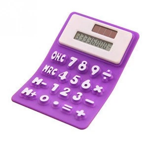 Solar Calculator Silicone Portable Mini Ultra Soft Thin Calculator for Kids Students School