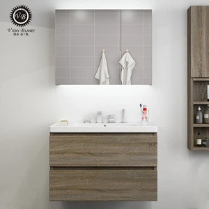 Solid wood cabinet furniture modern vanity mirror bathroom with lights touch led