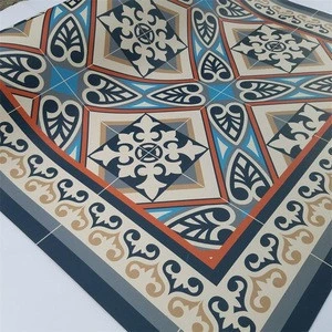 Spanish tiles patchwork PVC print kitchen floor runner rug / Mats and rugs/ PVC flooring