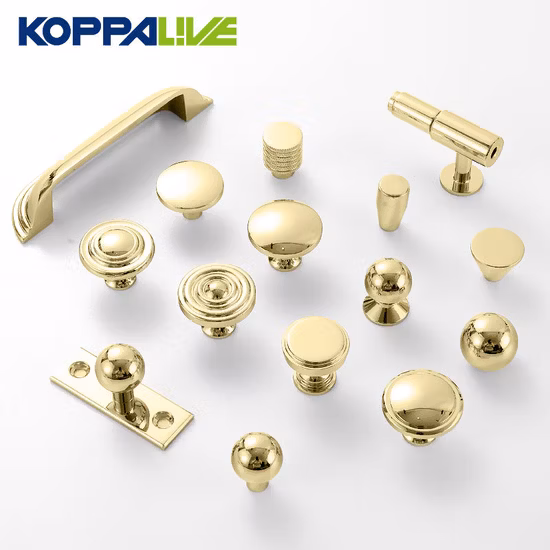 Koppalive Wholesale Furniture Handle Kitchen Drawer Pull Polished Silver and Gold Solid Brass Cabinet Knob