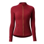 Spring and Autumn Womens Top Double sided Brushed Sports Slim Fit Standing Neck Zipper Jacket Yoga Coat gym fitness sets