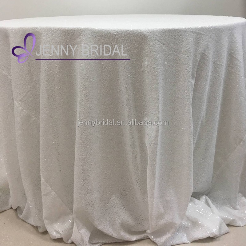 SQN#3 wholesale JENNY BRIDAL Logo custom flamingo hotel wedding trade show event polyester gold sequin tablecloth round