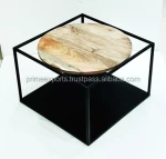 Square small Wooden Top Modern Scandinavian Design Side Coffee Table Round Wooden Top Design Accent table
