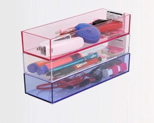 Stackable clear acrylic stationery holders / perspex pen storage case / lucite desktop organizer
