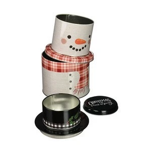 Stacked snowman candy cookie pack metal christmas decoration supplies for sale