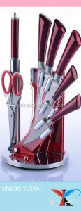 stainless steel 8 pcs knife set with acrylic base
