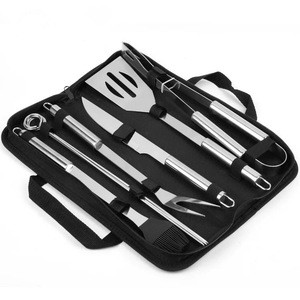 Stainless Steel Barbecue Tool Set 9pcs BBQ Tool Set Heavy Duty Grilling Utensils Grill Tools Packed in Bag Promotional Item