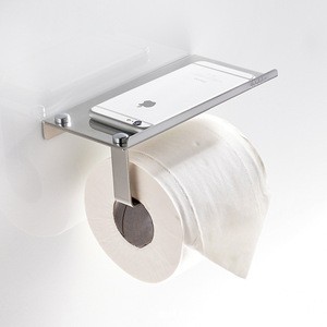 Stainless Steel Bathroom Toilet Paper Holder with Phone Rack wall mount