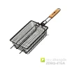 Stainless Steel BBQ Grilling Basket Wooden Handle Grilling Net with raised lancet BBQ Mesh