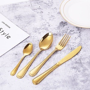 Stainless Steel Cutlery Set Dinner Knives Forks Spoons Set Gold Flatware Set