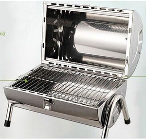 Stainless Steel Double Barrel Chacoal Grill camping bbq grill