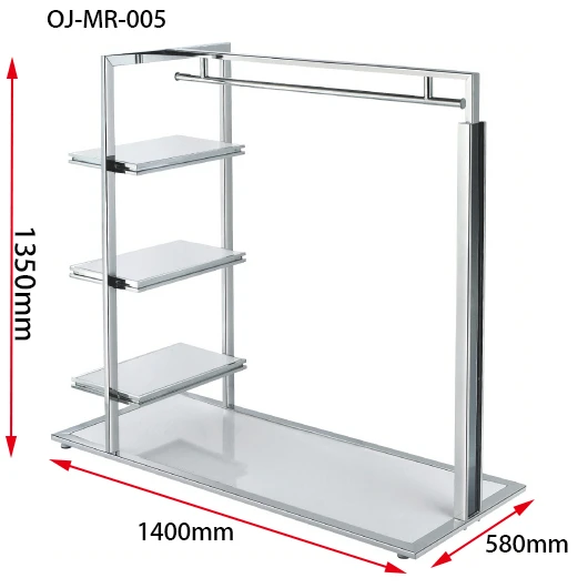 Stainless Steel MDF Clothing Stand Display Rack Gondola Shelf