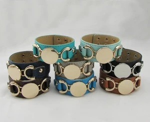 Stock Personalized Monogram Customized Leather Cuff Bracelet