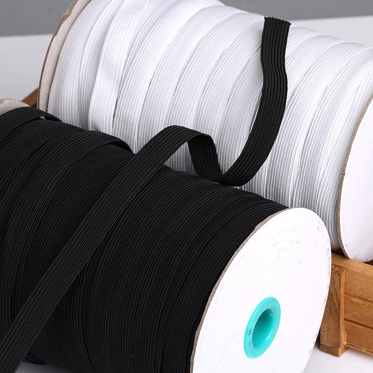 Stock wholesale black white 6mm 1/4"  spandex rubber flat elastic band
