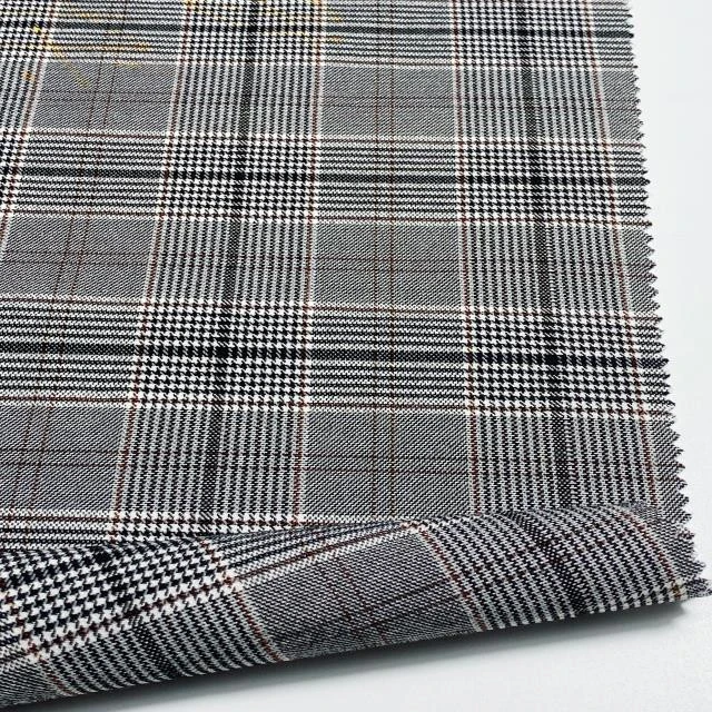 Super stretch viscose polyester  nylon yarn dyed plaids bengaline fabric  pants and blazers