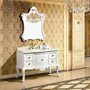 Superb  French Style Furniture Wood Cabinet Wash Basin Bathroom Vanity