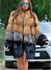 Thick warm winter jacket fashion outwear women coats faux fur lining parka coat with fox fur collar