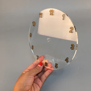 transparent round circular shape 12&#x27;&#x27; laser cutting 5mm thick acrylic plexiglass wall clock for hanging home decorative clock